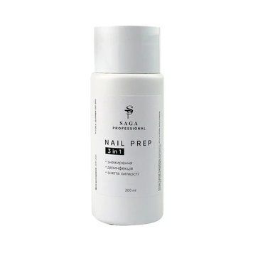 Жидкость для маникюра 3 в 1 Saga Professional Nail Prep 200 мл 25412 фото