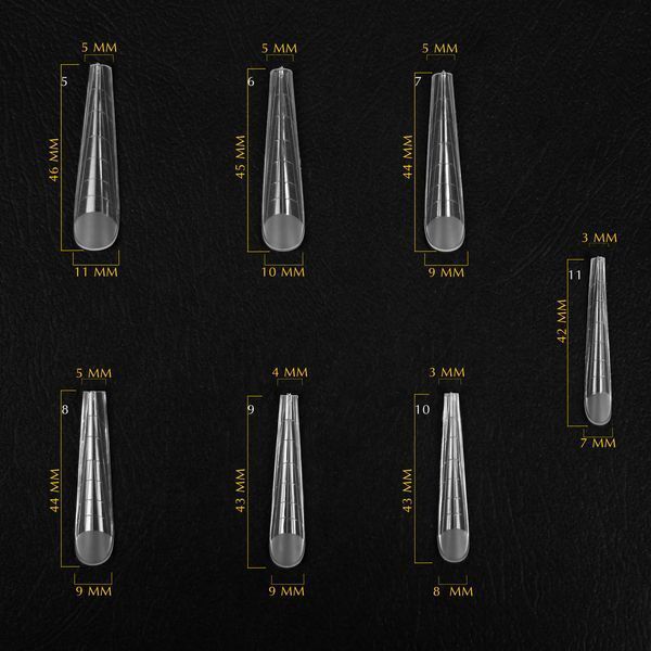 Верхние формы для наращивания длинный, готический миндаль Komilfo Top Nail Forms, 130 шт 27883 фото