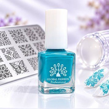 Лак для стемпинга Global Fashion Professional, бирюзовый, 7 мл 28887 фото