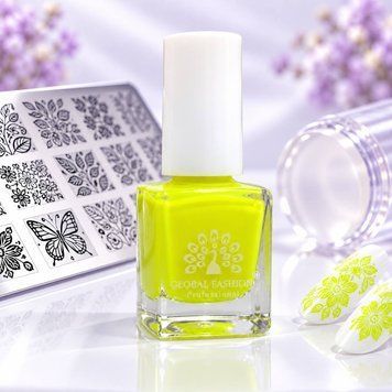 Лак для стемпинга Global Fashion Professional, неоново-желтый, 7ml 28888 фото
