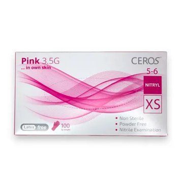 Перчатки нитриловые Ceros 100 шт, размер XS розовые 27289 фото