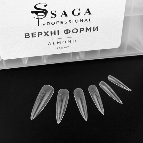 Верхние формы миндаль для наращивания ногтей Saga Professional Almond 240 шт 25727 фото