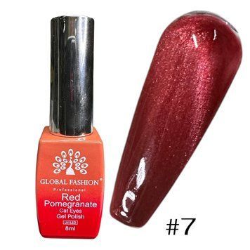 Гель-лак с магнитным эффектом &laquo;Котячий глаз&raquo; Global Fashion Red Pomegranate, 8 мл, No07 27003 фото