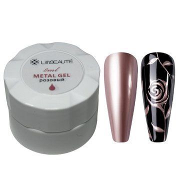 Гель металлик для дизайна Lilly Beaute Metal Gel, розовый, 8 мл 23602 фото